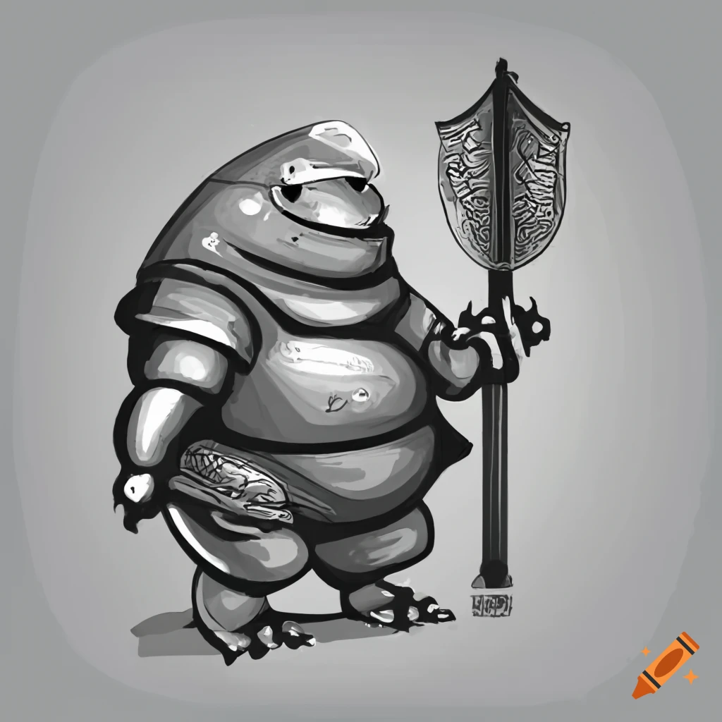 Chubby frog knight character