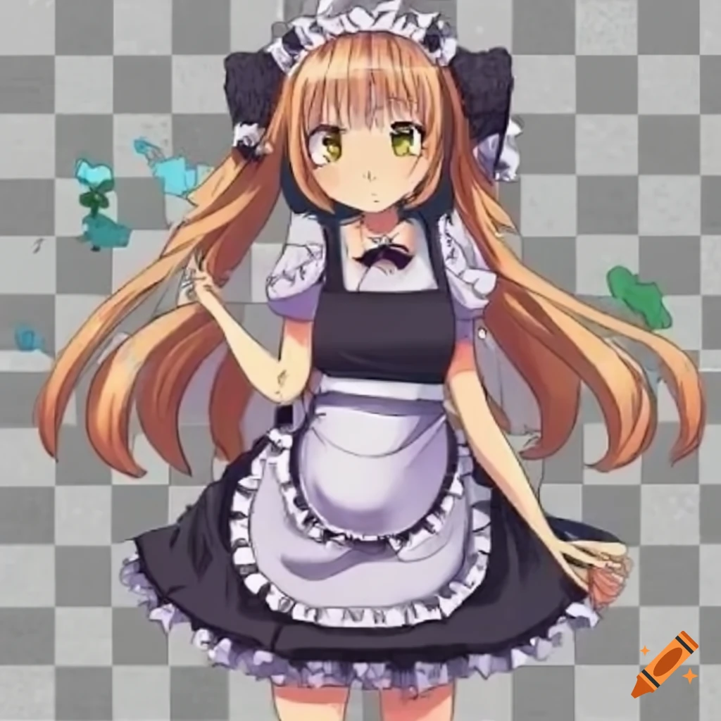 Anime maid character with transparent background