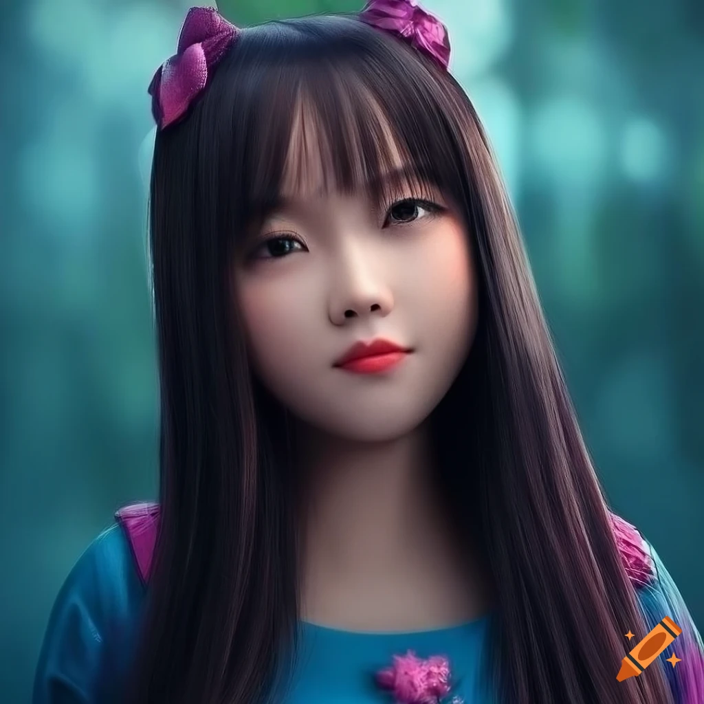 Beautiful enhanced portrait of Asian Mabel Pines in ultra-highres 8K quality