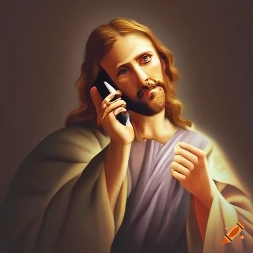 Jesus Christ making a phone call on Craiyon