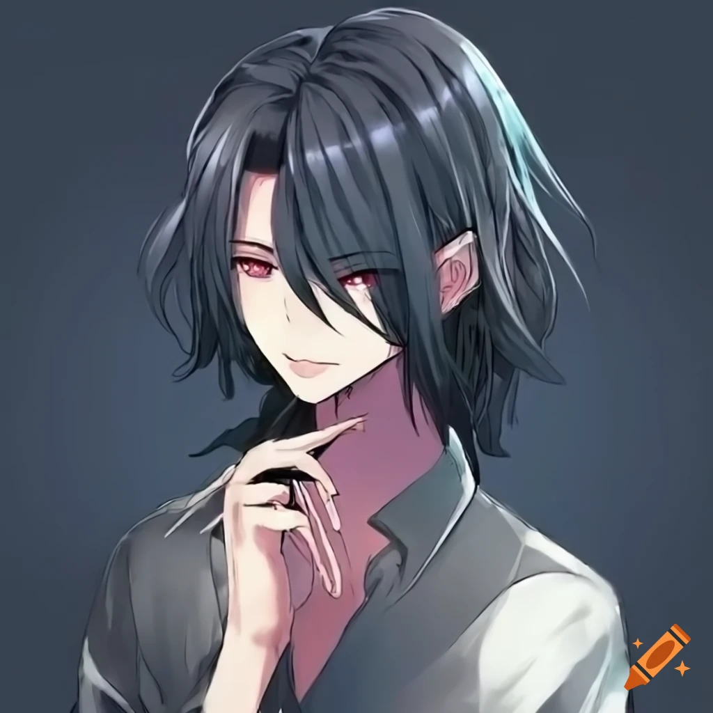 Anime character with long black hair and dark eyes on Craiyon