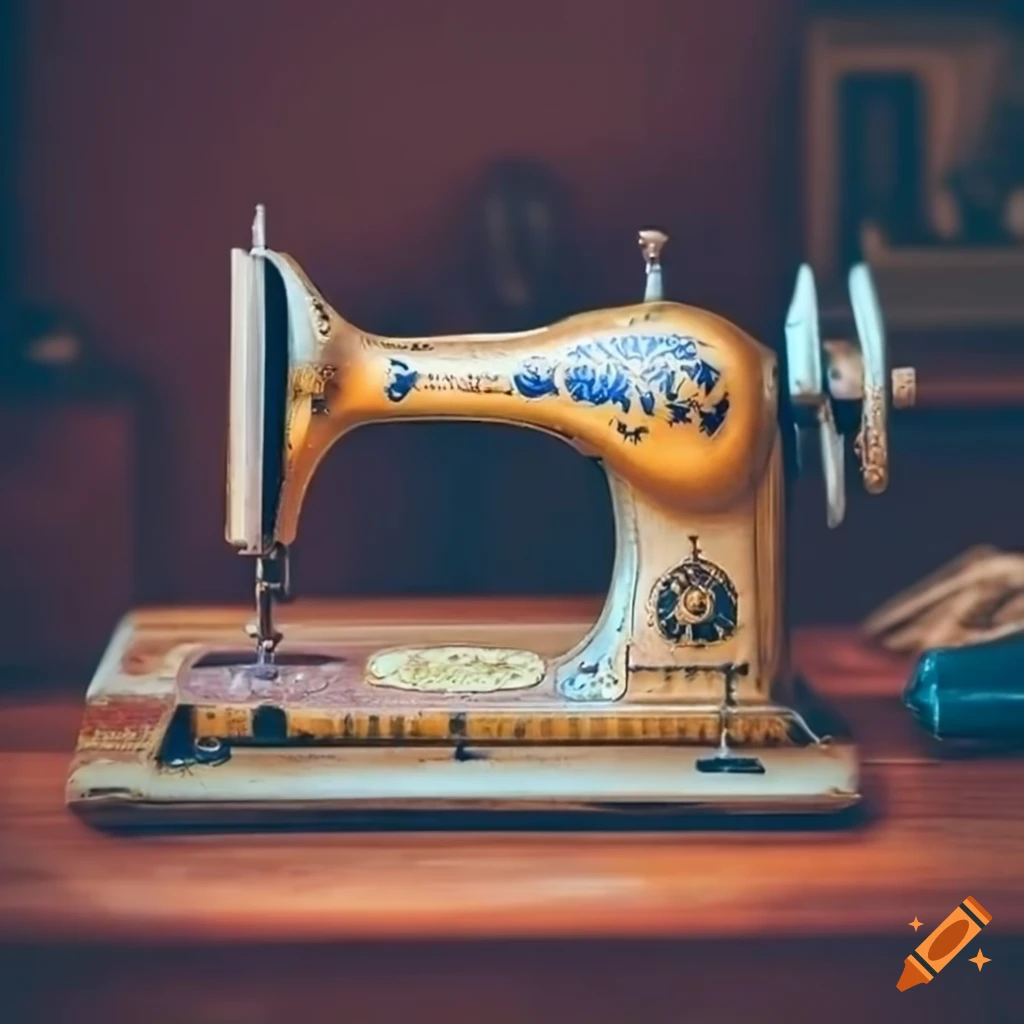 Vintage sewing machine with intricate details in an office