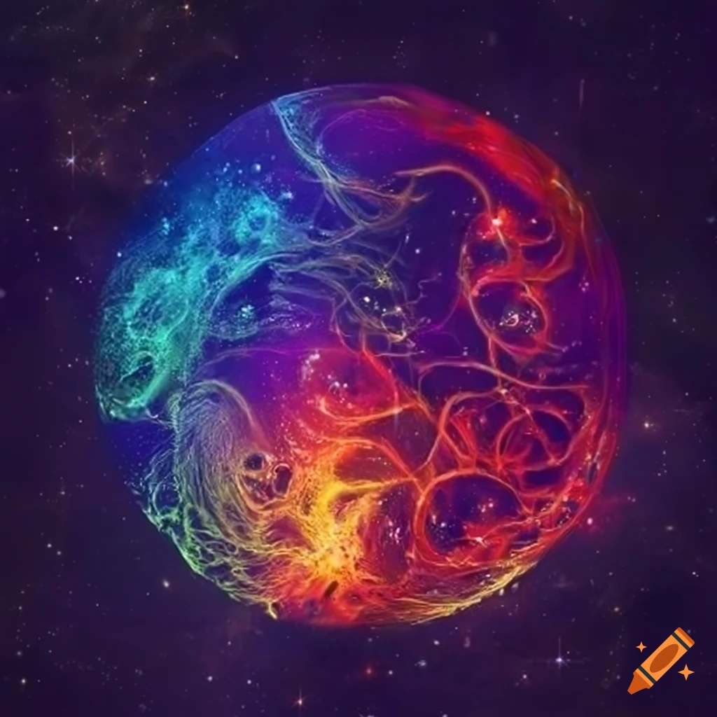 Abstract profile picture with cosmic-inspired colors and mathematical symbols