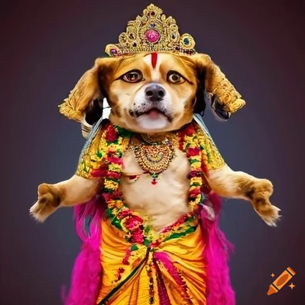 Cat and dog dressed as hindu gods giving blessings on Craiyon