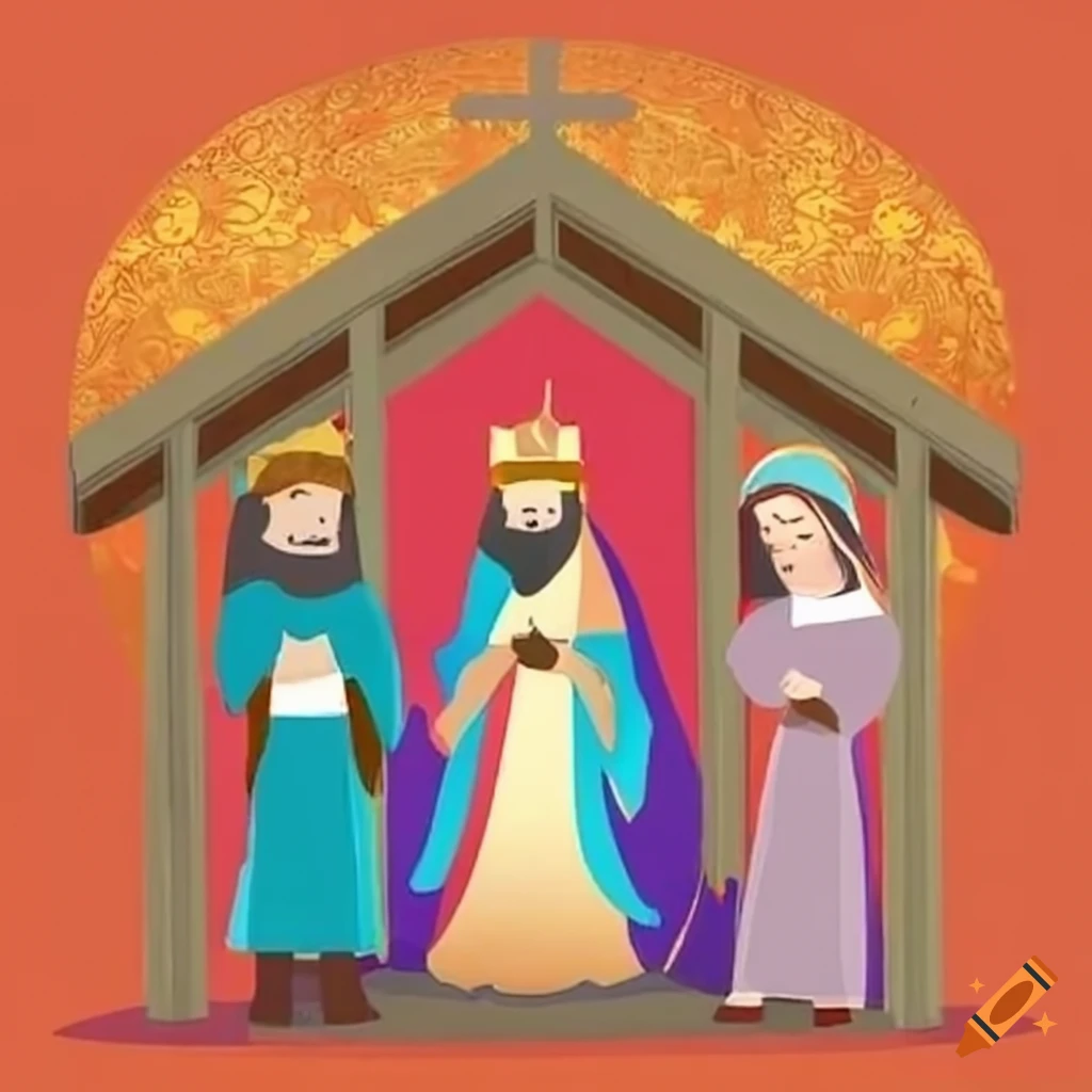 Nativity scene with five kings