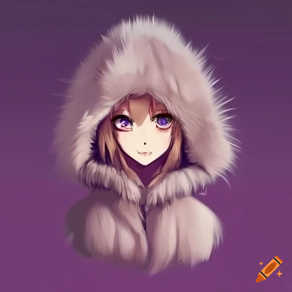 Live2d style artwork featuring various fur textures and hooded coat on ...