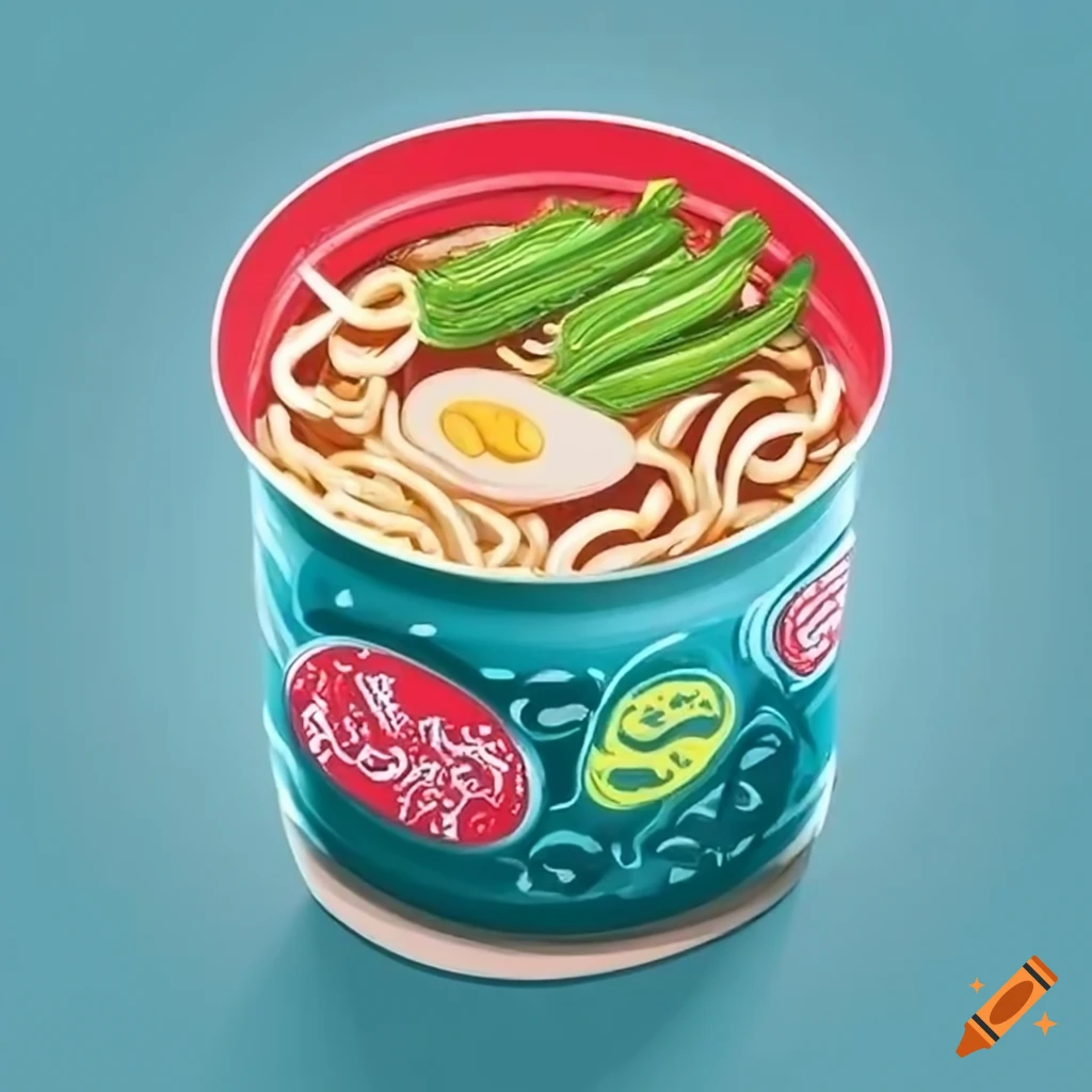 Colorful canned ramen graphic design
