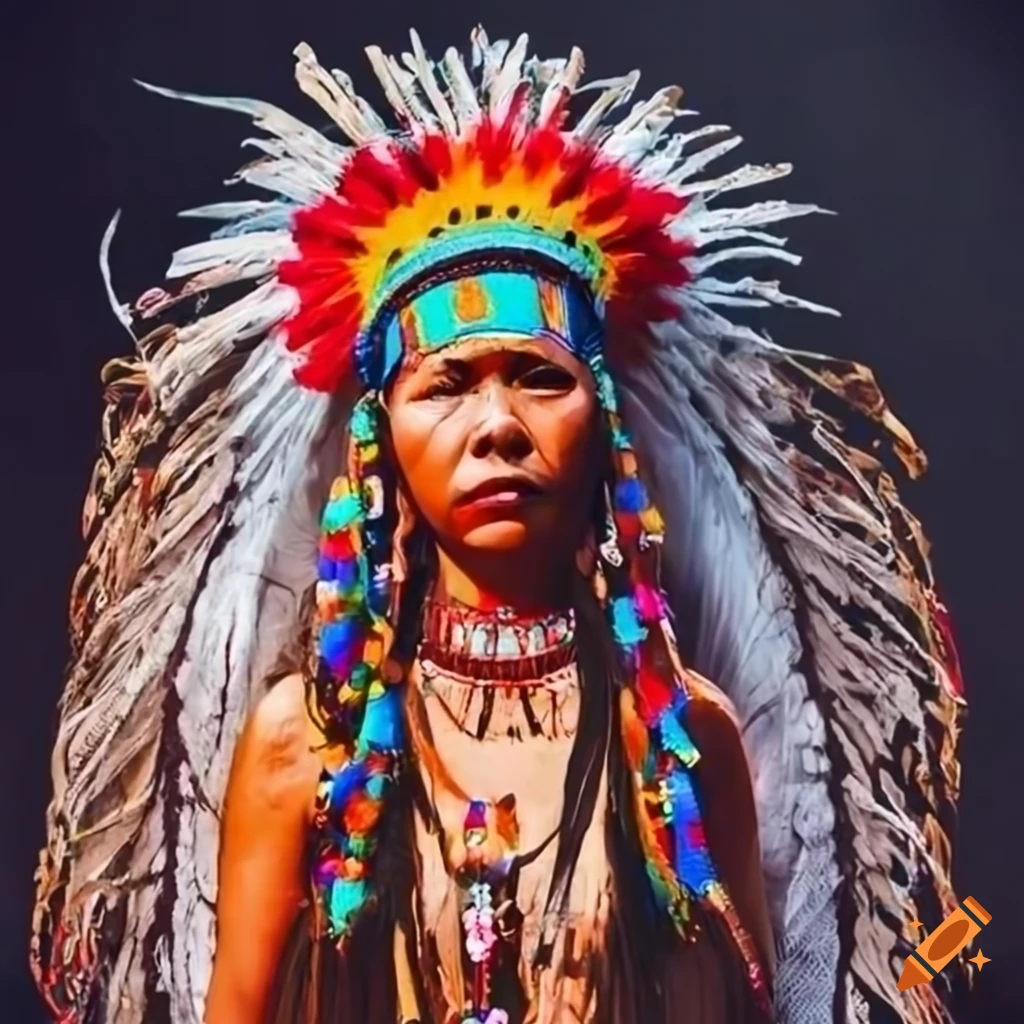 Indigenous art and culture festival with colorful handmade garments and headdresses