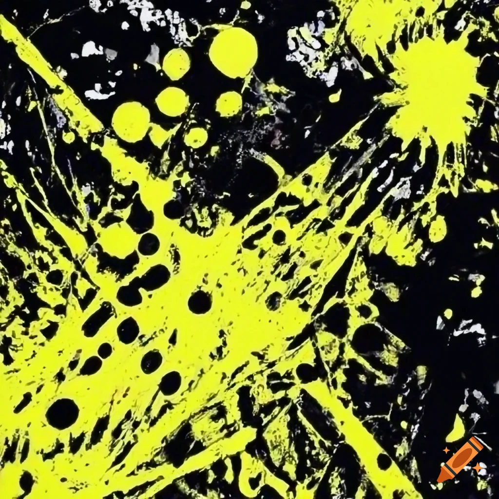 Abstract neon yellow and black splatter art by jackson pollock on Craiyon