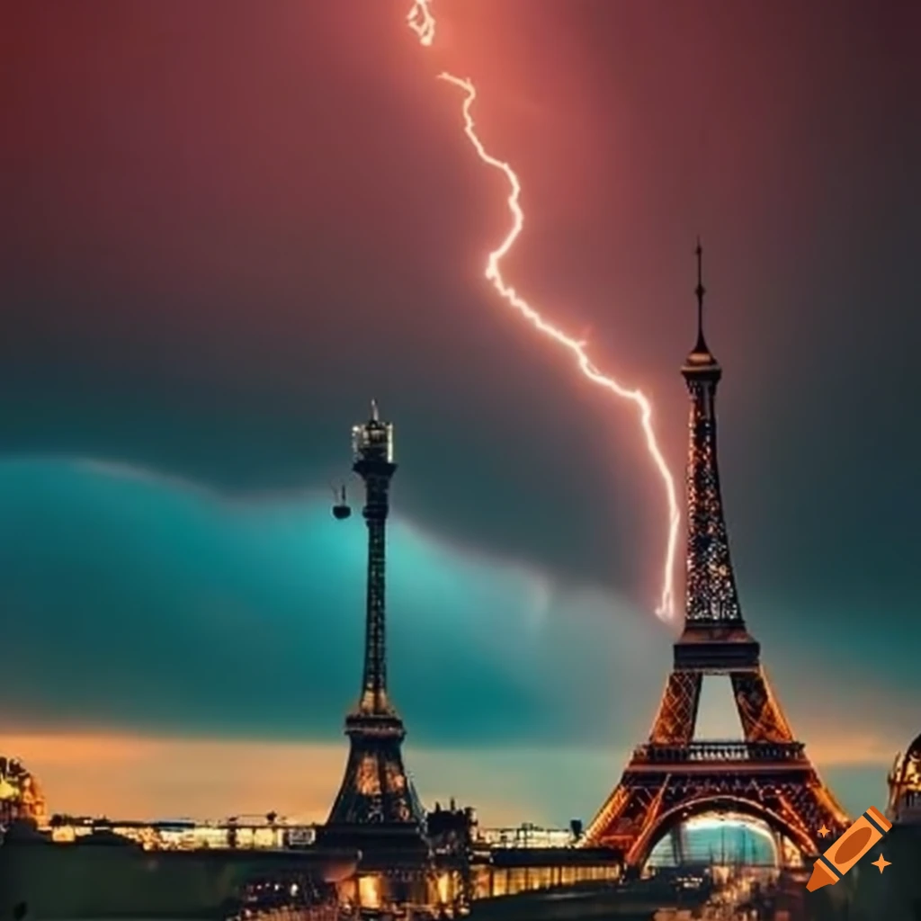 Thunderstorm in paris on Craiyon