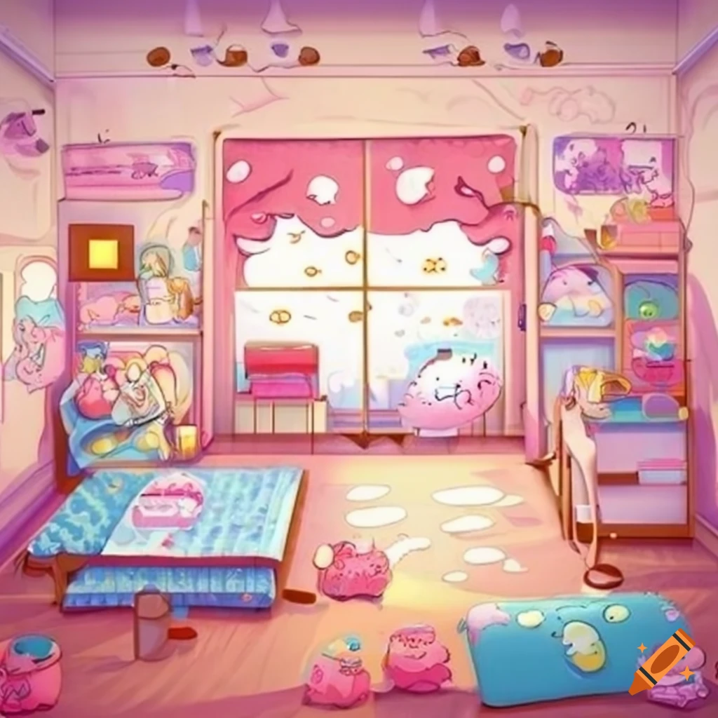 Kawaii sanriothemed bedroom on Craiyon