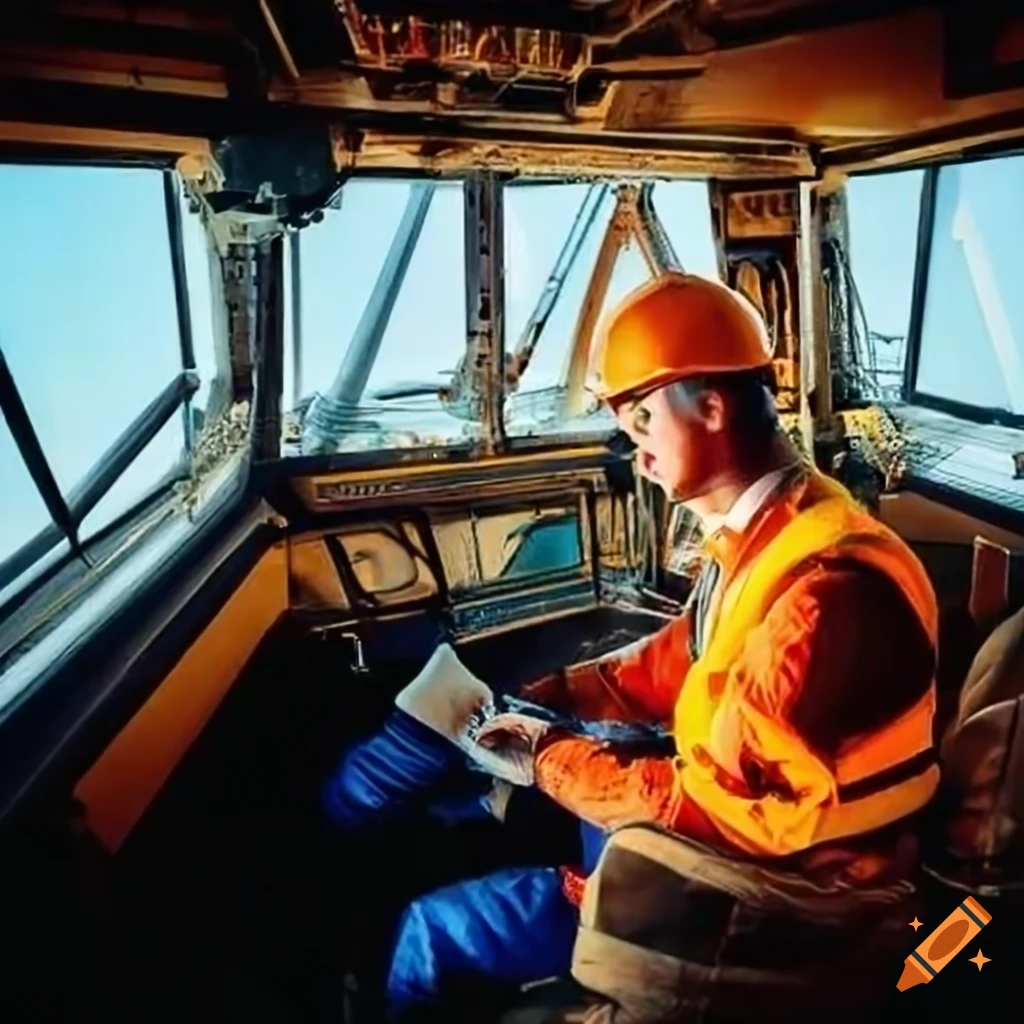 Tower Crane Operator In The Cabin Of A Liebherr Crane At Work On Craiyon