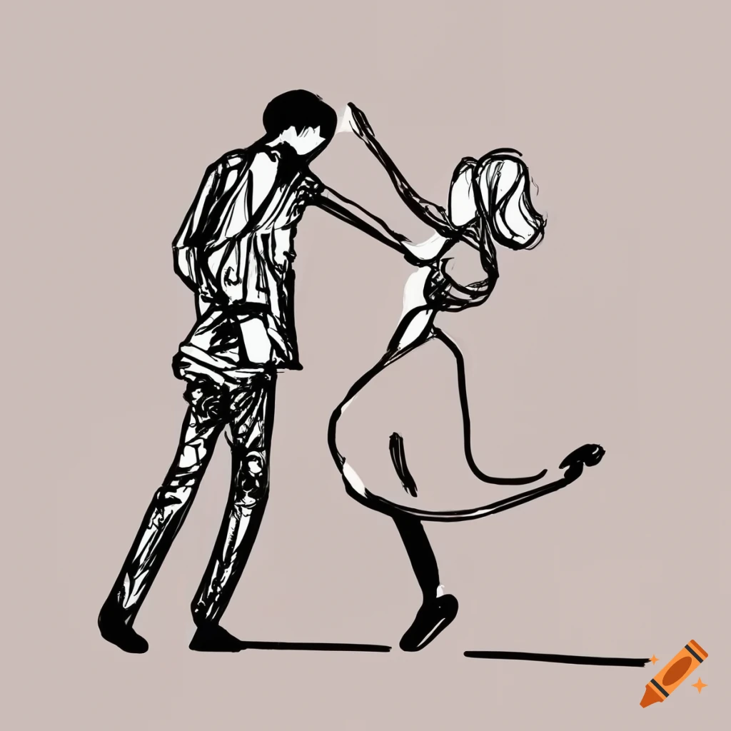 Clipart of a Vintage Black and White Couple Dancing - Royalty Free Vector  Illustration by Prawny Vintage #1206679