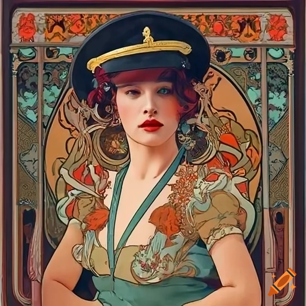 Stylish Spanish woman in captain's hat and matador jacket holding a coupe glass