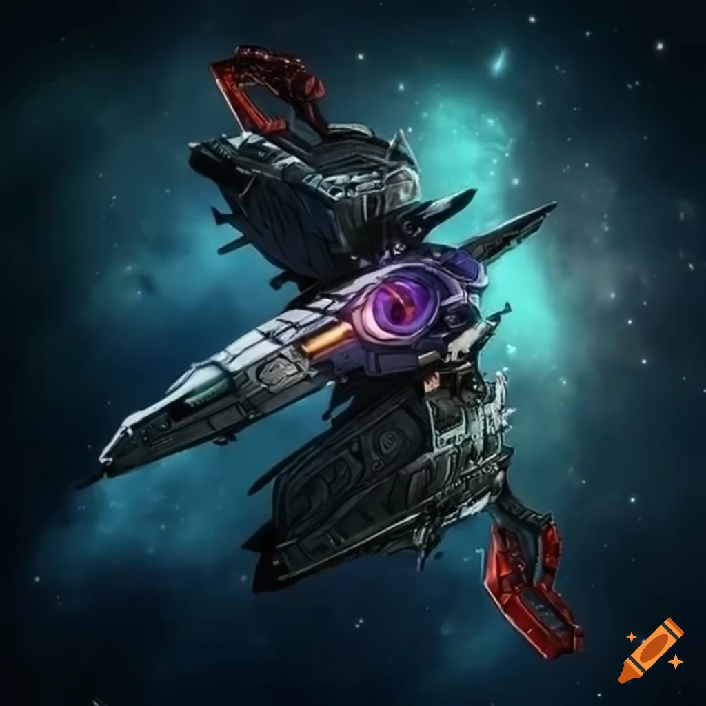 Intricate retrofuturist scifi starfighter in space inspired by Metroid