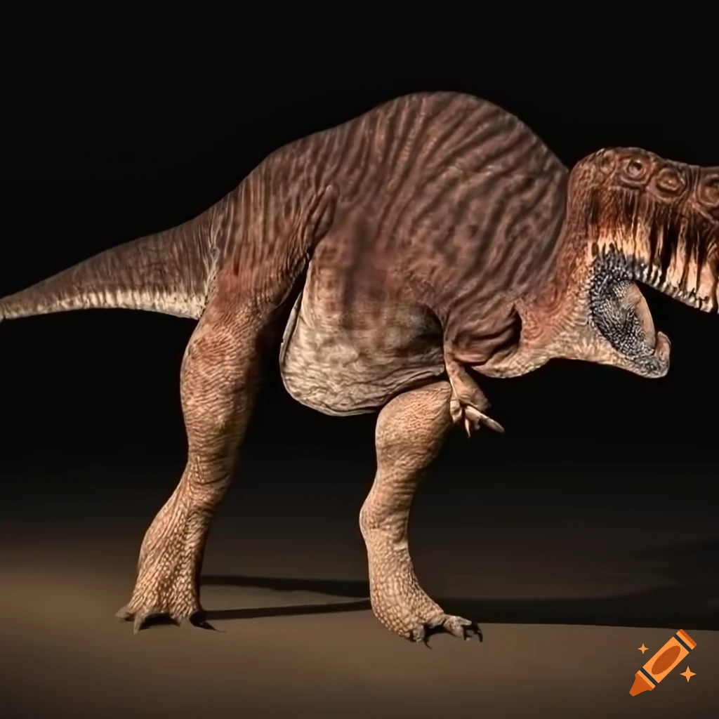 Hefty pachycephalosaurus dinosaur with intricate color pattern and detailed scaly skin texture in prehistoric environment