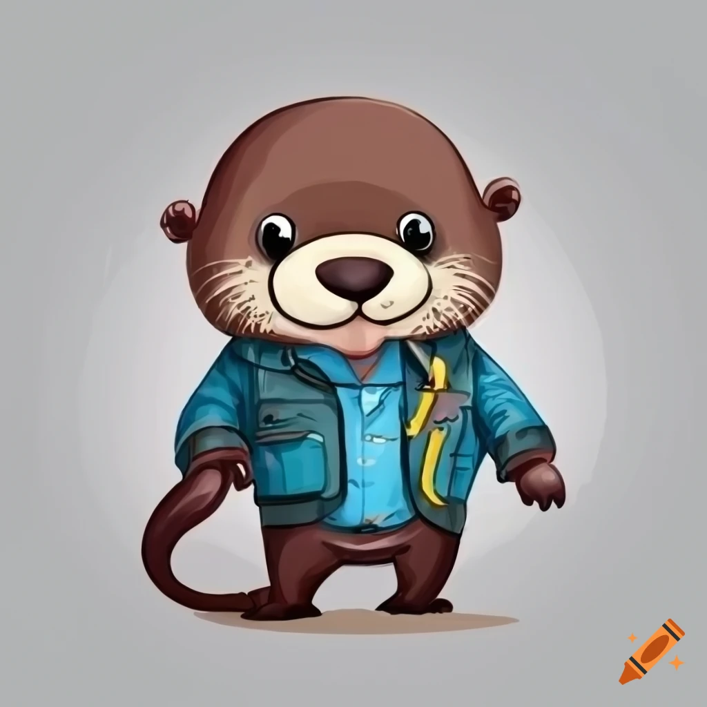 Cartoon otter wearing a workwear jacket