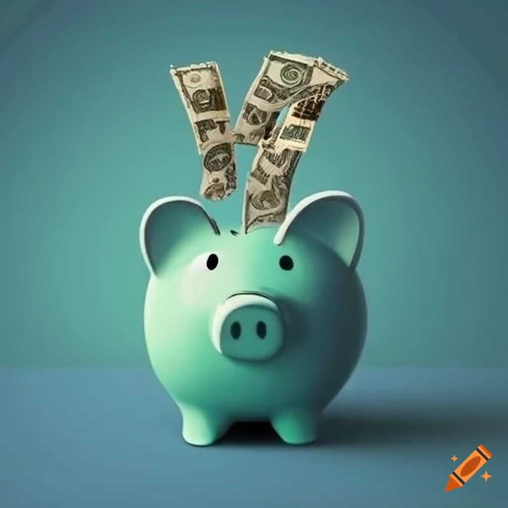 Piggybank overflowing with money on Craiyon