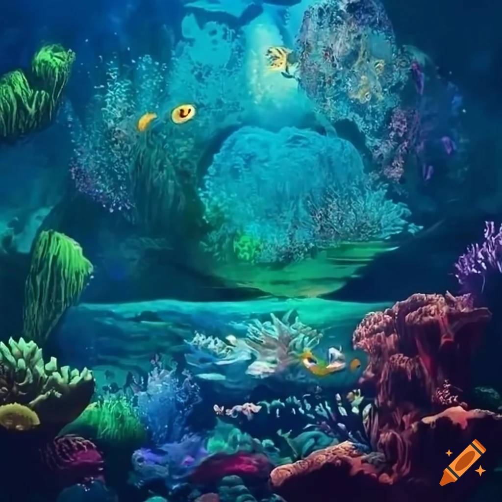 Enchanted Underwater Realm: Dive into a hidden saltwater lake within a