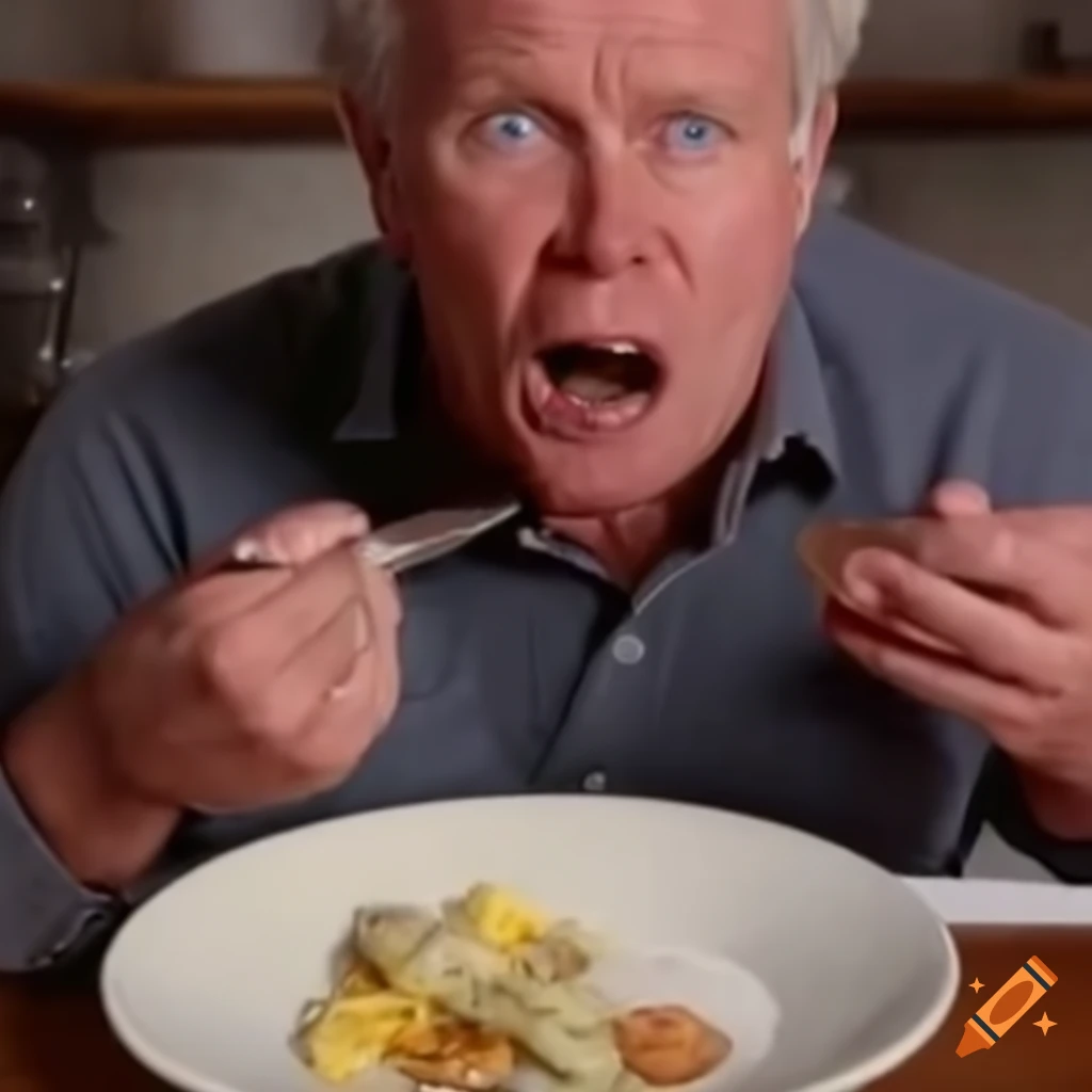 Gordon ramsey tasting a dish with a knife on Craiyon