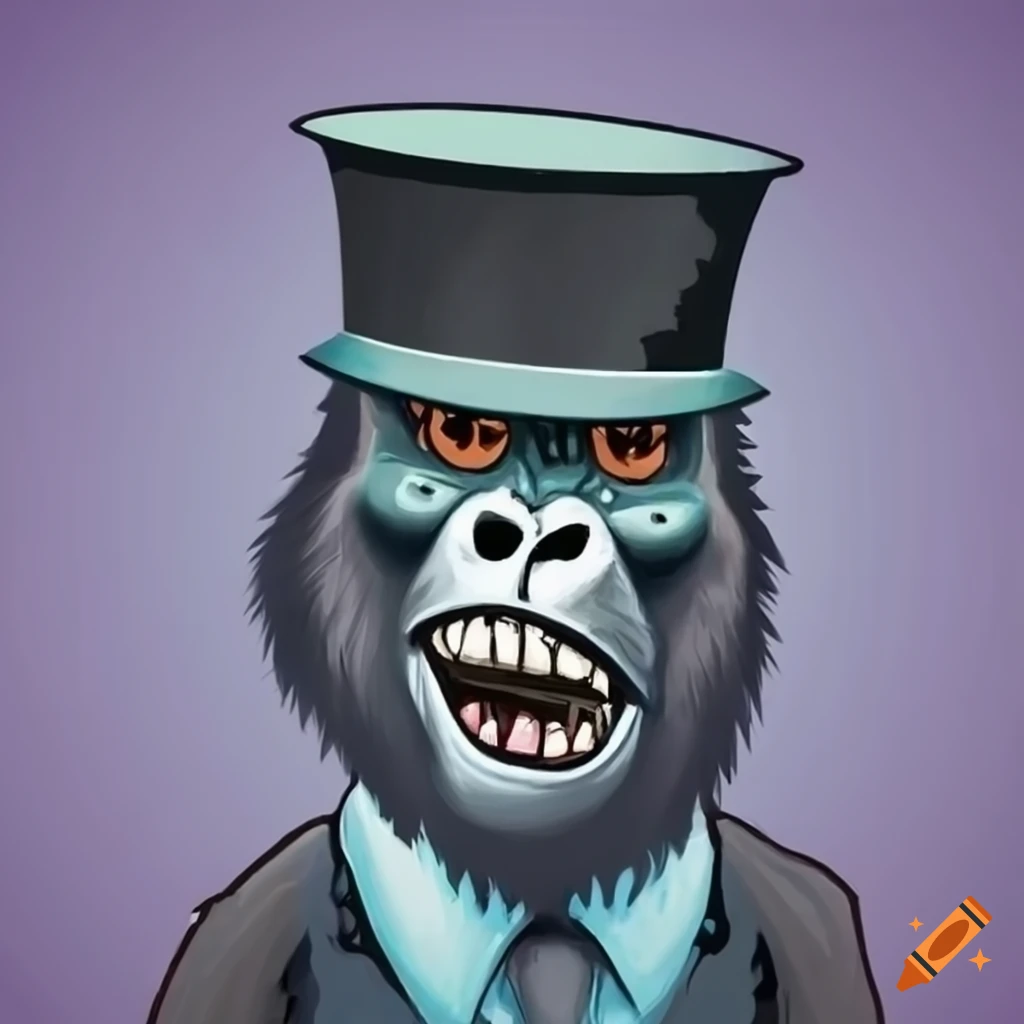 Gorilla wearing a top hat on Craiyon