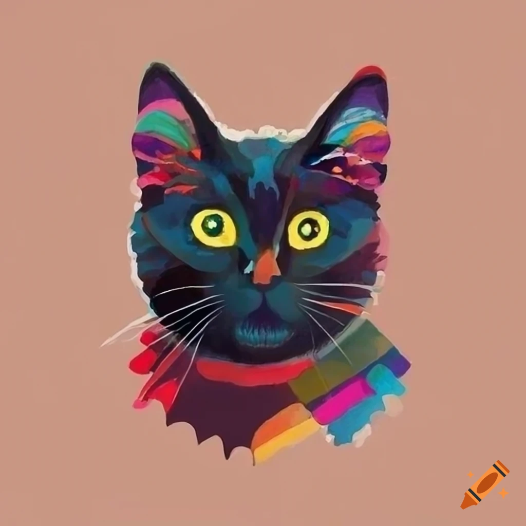 Abstract rendition of a black cat in the style of kandinsky on Craiyon