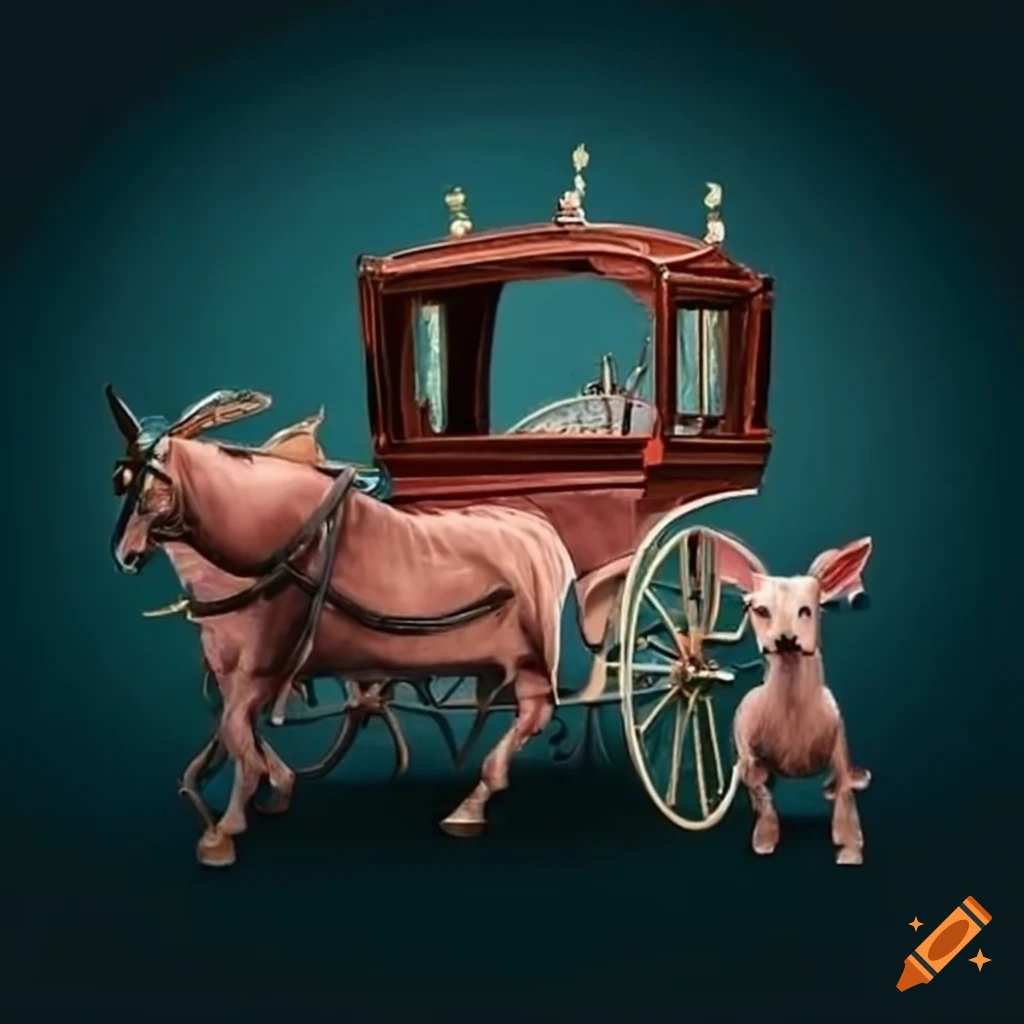 Funeral carriage with a goat and a hairless cat