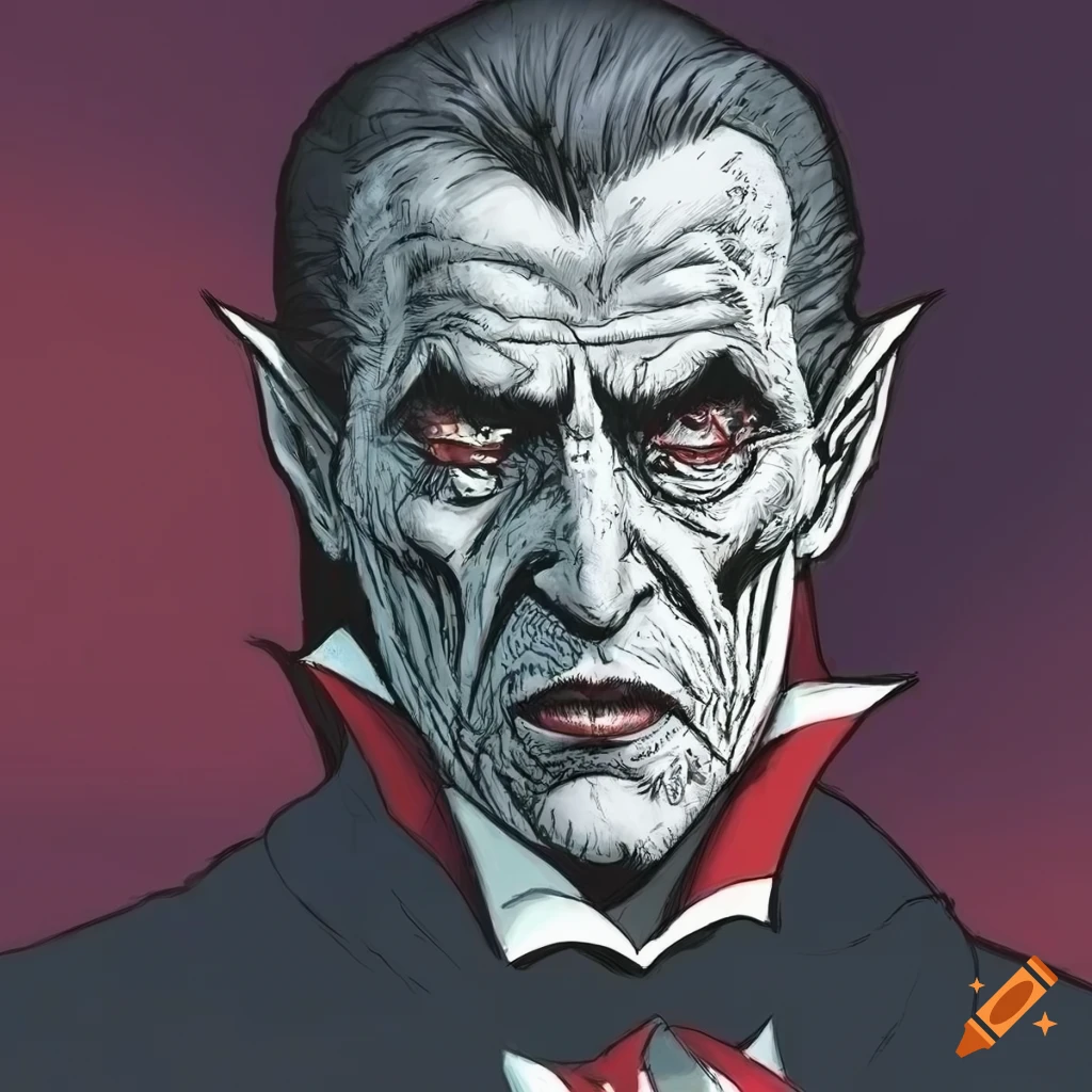 Portrait of dracula in the style of bernie wrightson on Craiyon