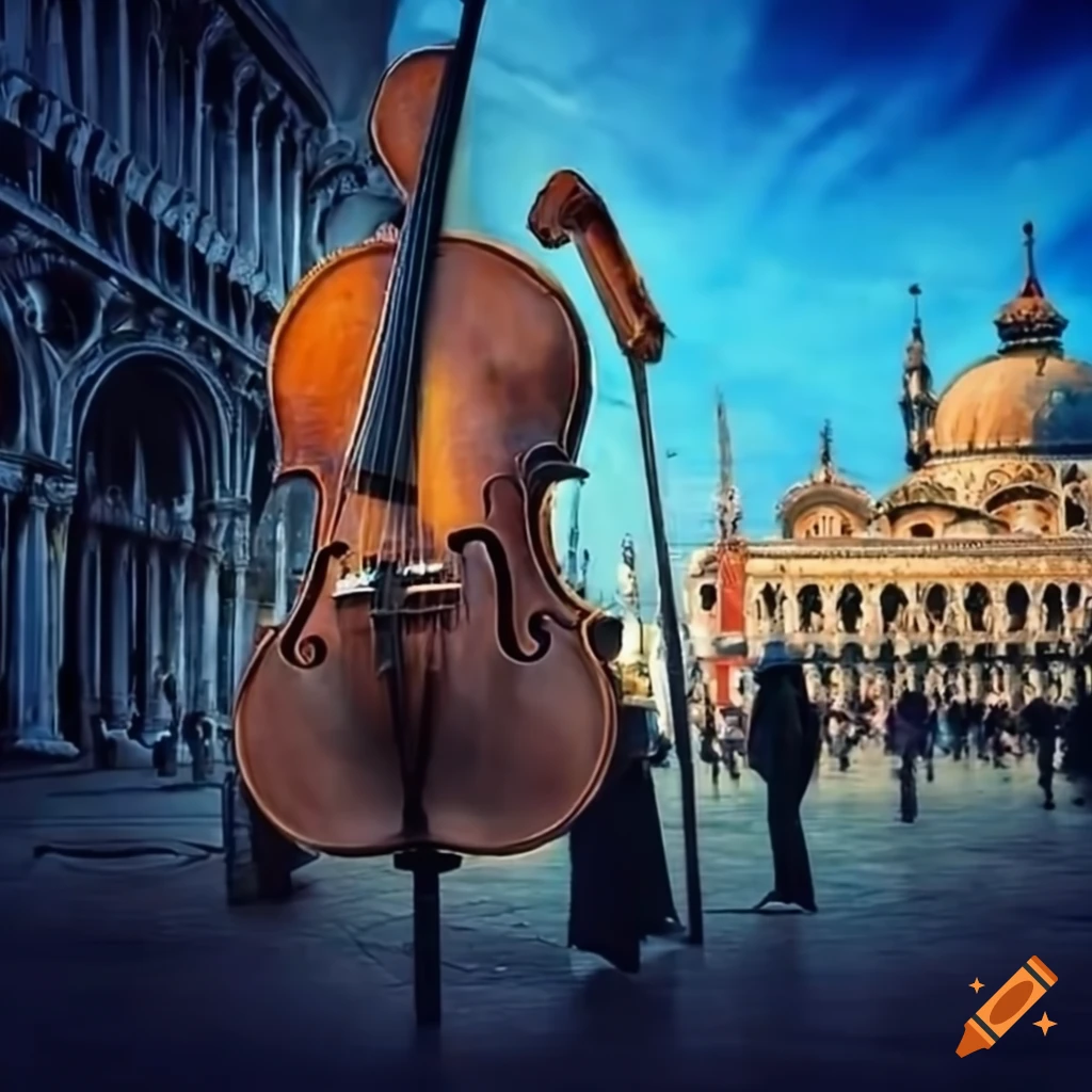 Classical musician playing cello in venice's st. mark's square in