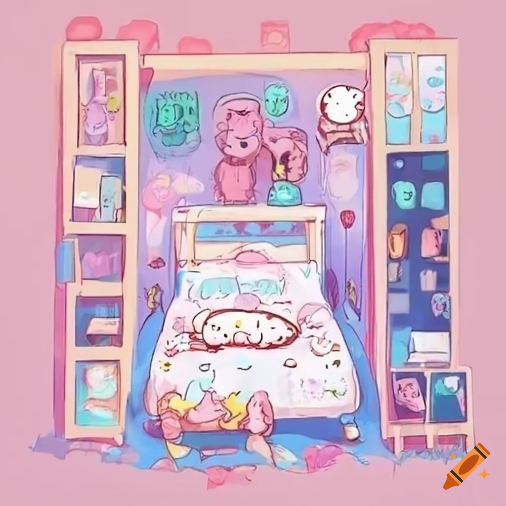 Kawaii sanriothemed bedroom on Craiyon