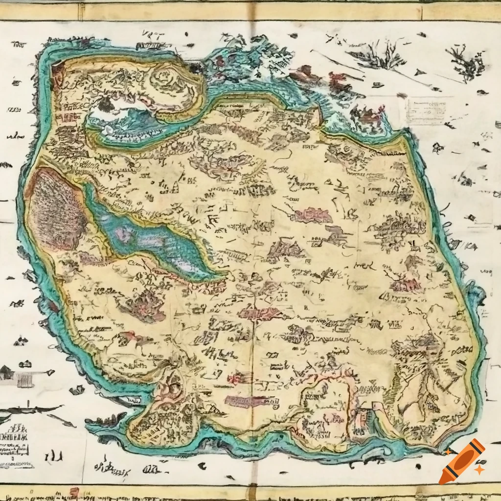 Map of Country Vermilion with Psychro mountain and Stiguis academy in the North, Clemord City in the East