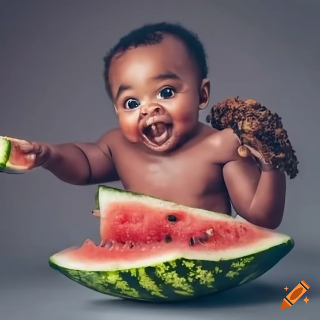 happy-baby-enjoying-watermelon-and-fried-chicken-on-craiyon