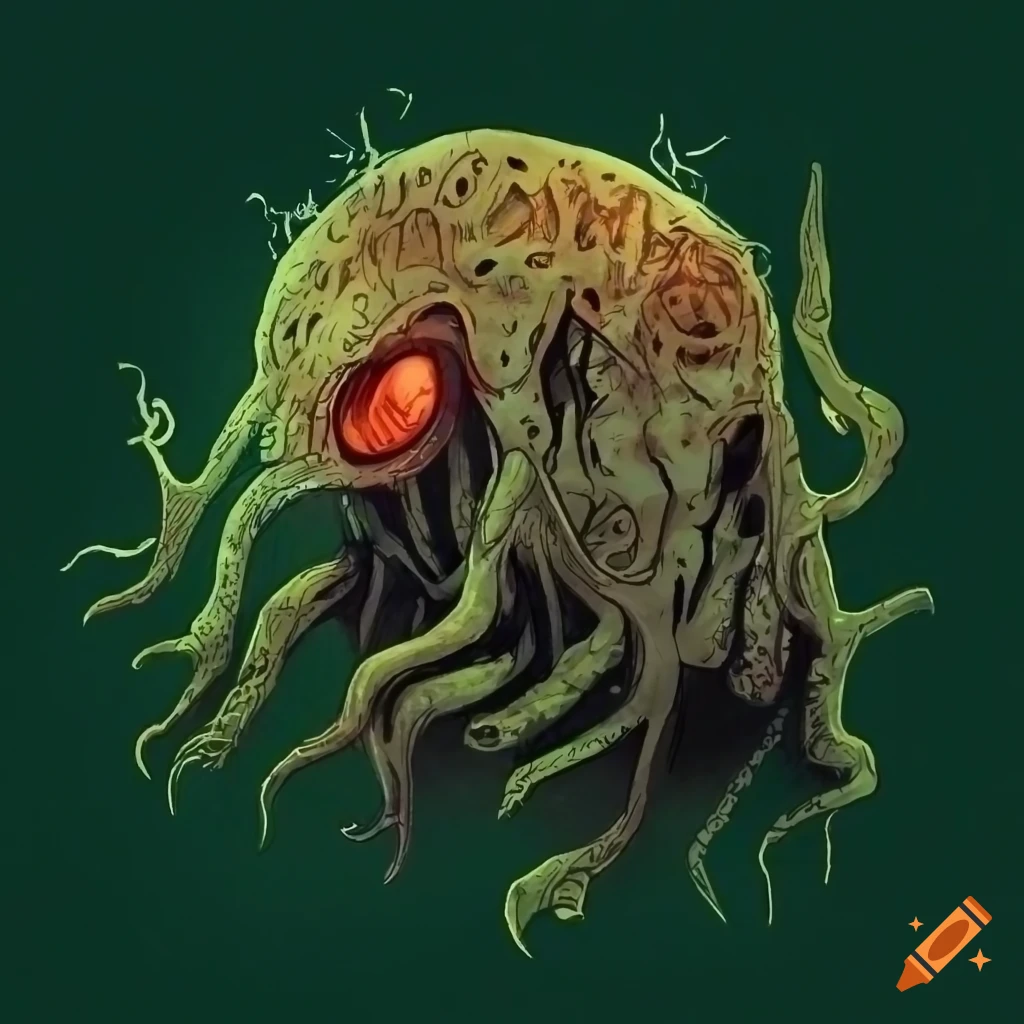 Cthulu in graphic novel comic style illustration