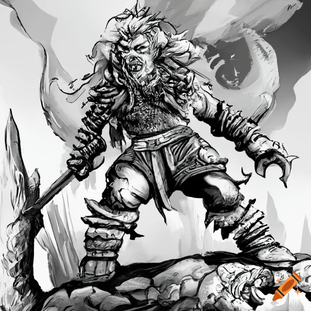 Halfling Barbarian transforming into a giant
