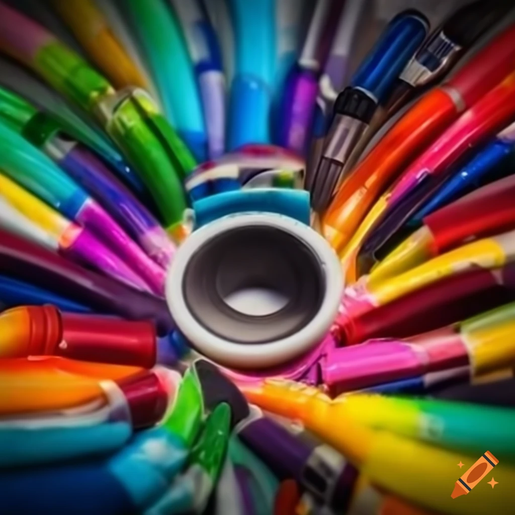 Colorful fidget spinner made of paint tubes on Craiyon