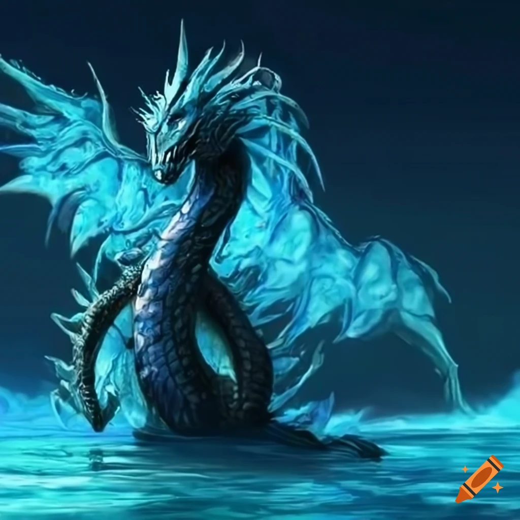 Detailed water elemental dragon on Craiyon
