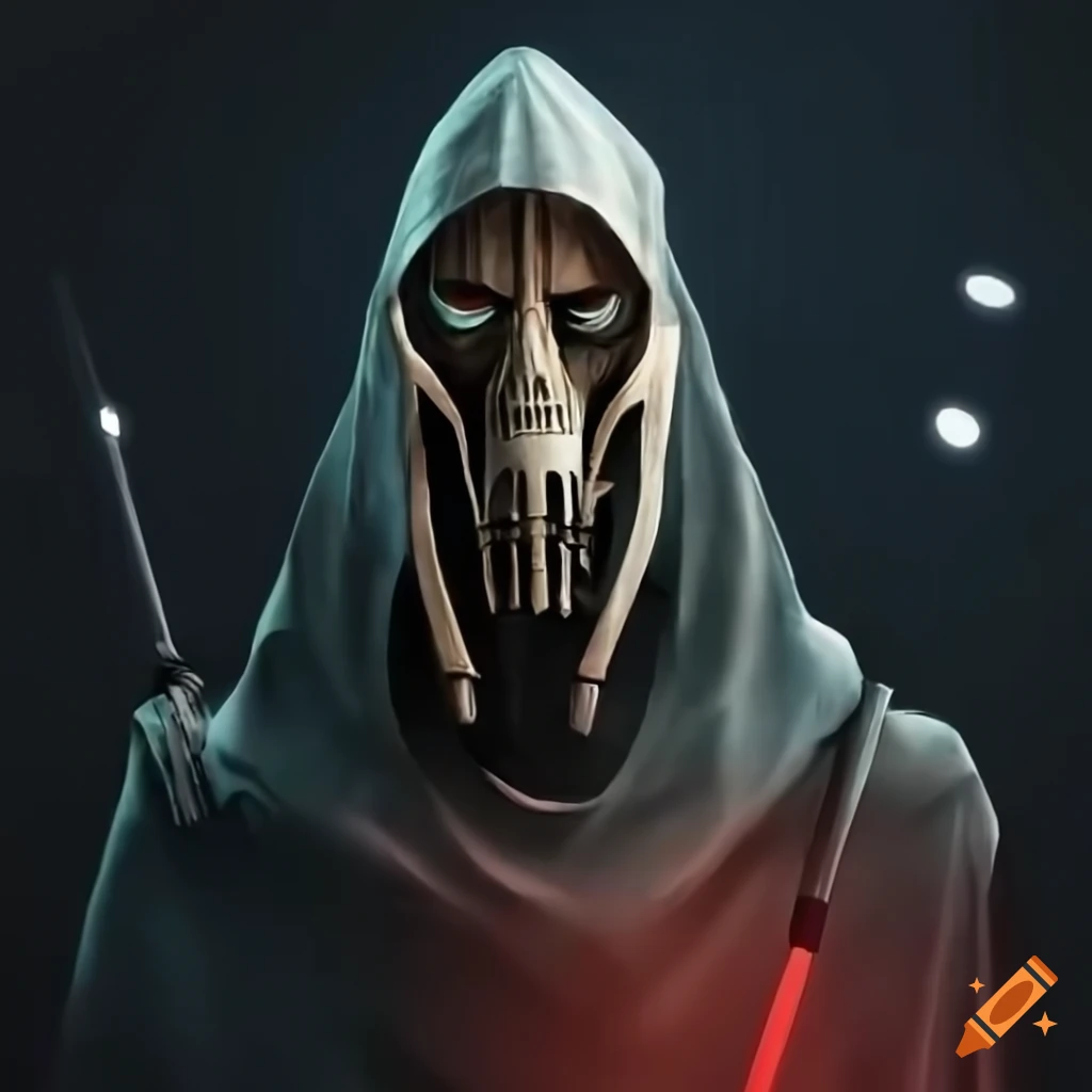 Samurai with cyberpunk mask and lightsabers in defensive posture on Craiyon