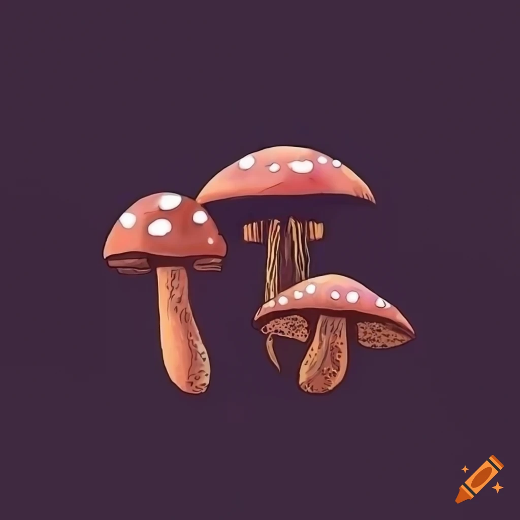 Aesthetic one color outline mushrooms on Craiyon