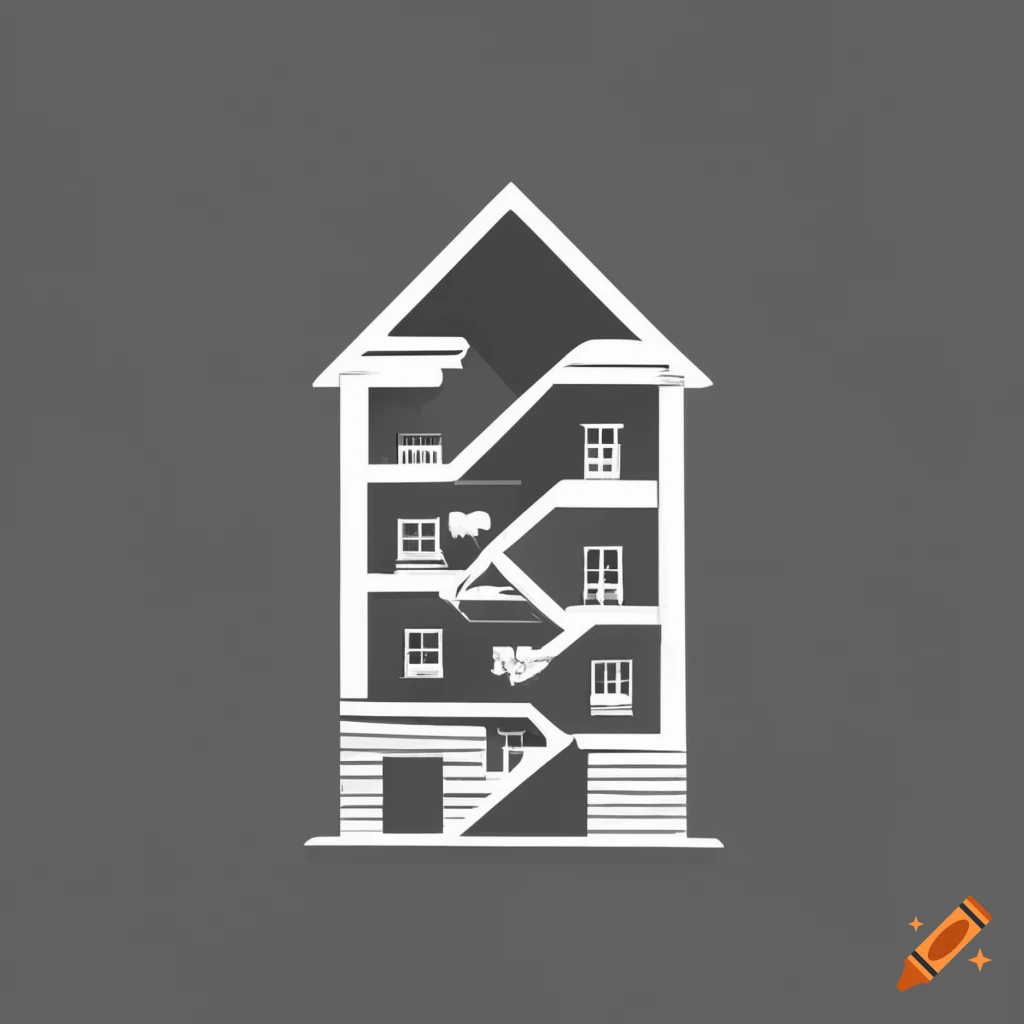 Minimalist Vector Logo Of A Three story House In Black And White On Craiyon