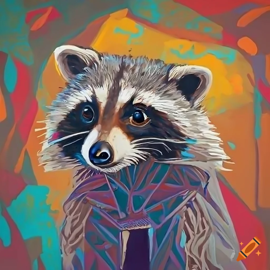 Rocket raccoon portrait in the style of pablo picasso's cubism art with ...