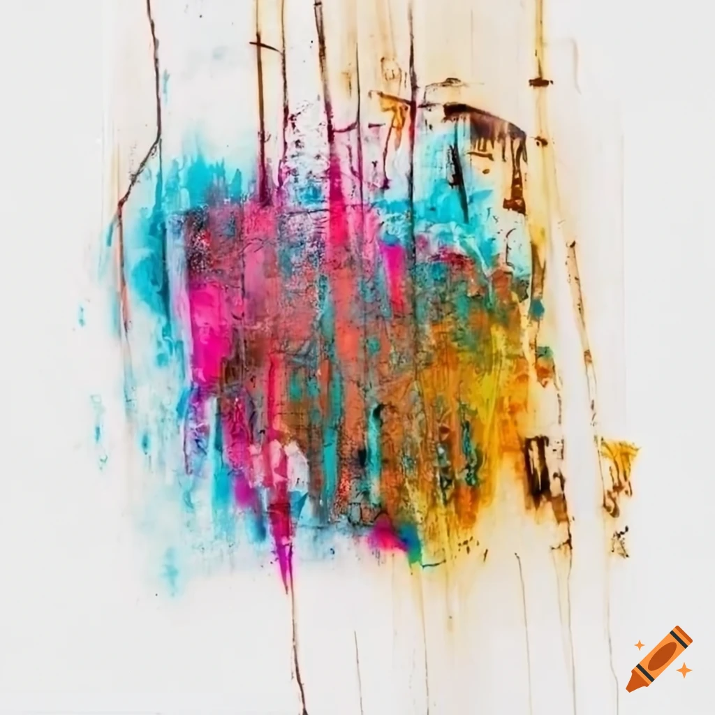 Worn colored graffiti on white background