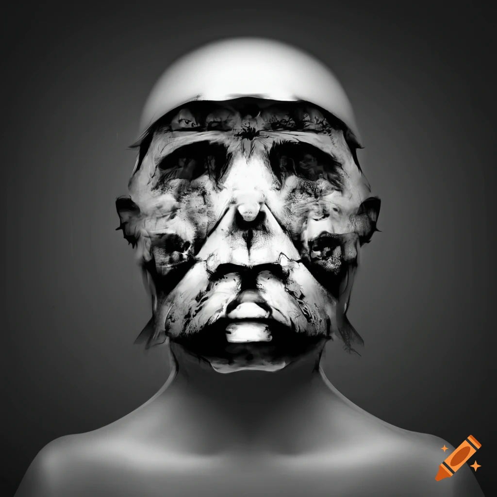 Paranoid android in black and white on Craiyon