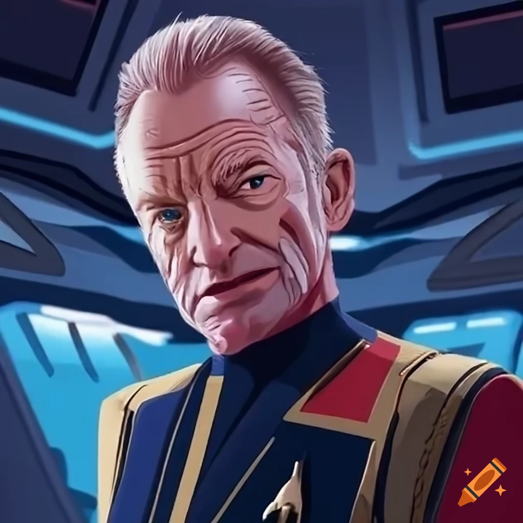 Artistic depiction of sting as captain of the starship enterprise with ...