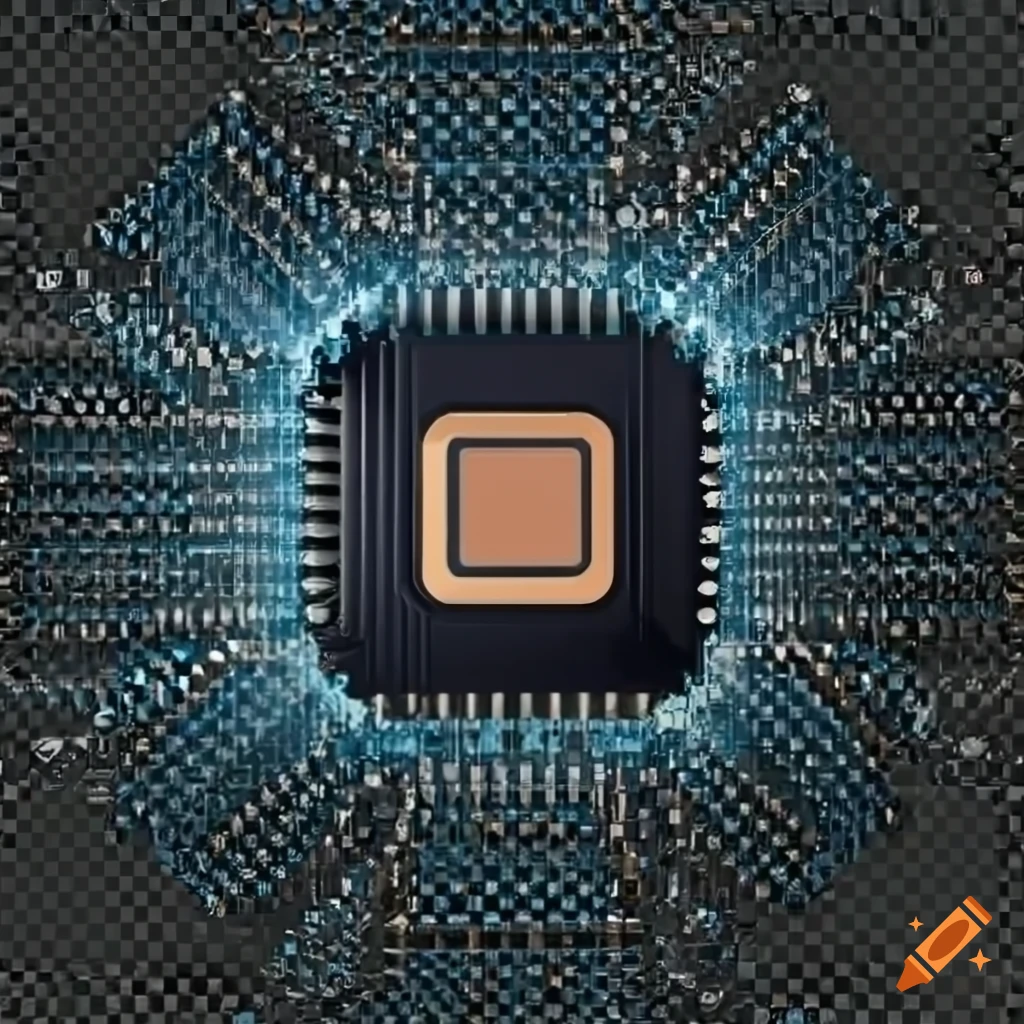 Black cpu on transparent background on Craiyon