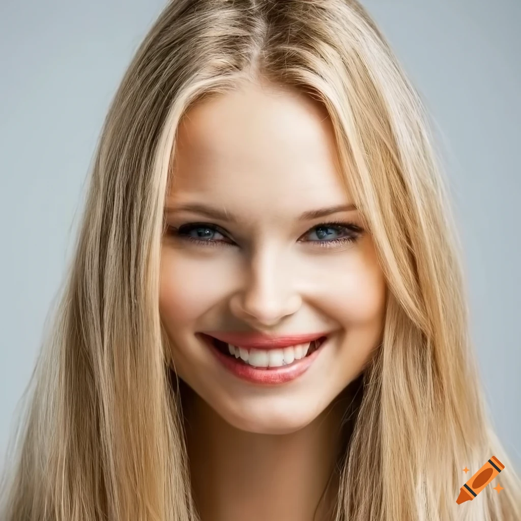 Female Supermodels Portrait of a smiling female supermodel with long blonde hair on Craiyon