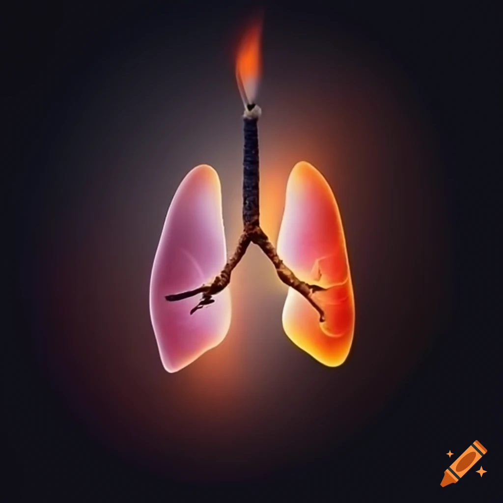 Incense burning with lung cancer text on Craiyon