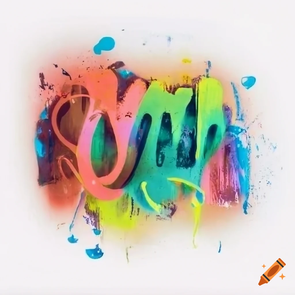 Worn colored graffiti on white background
