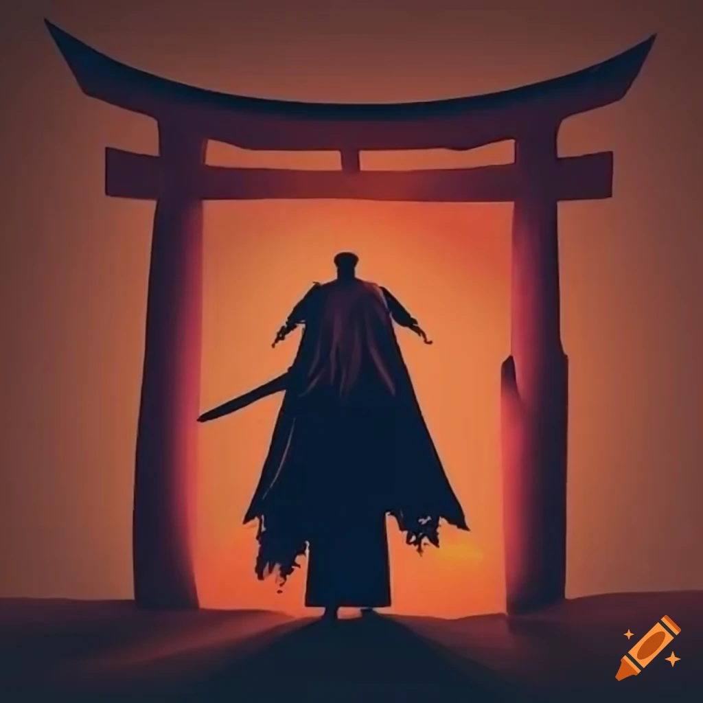 Group of popular yokai in front of a sunset