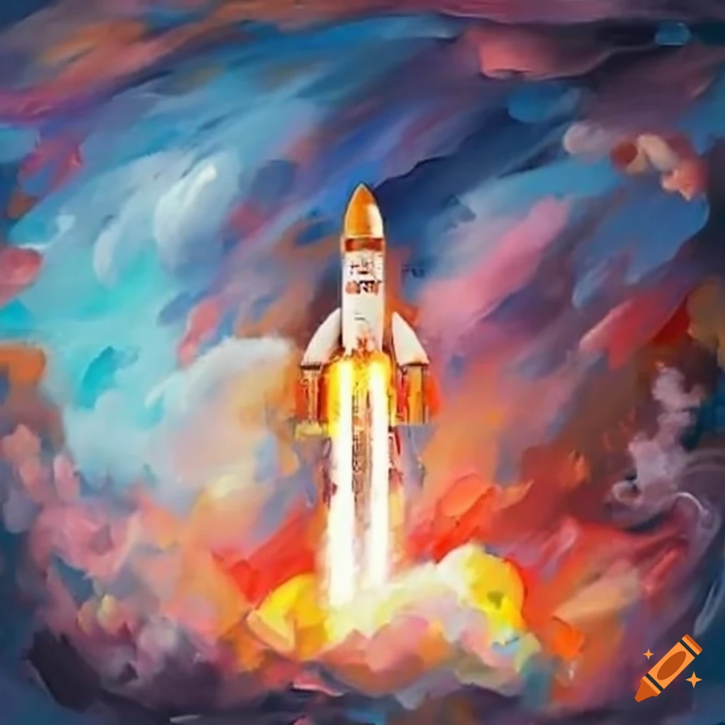 Space rocket preparing for launch