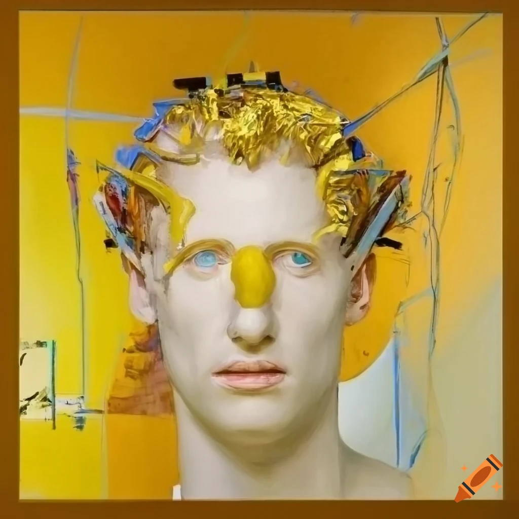 greek-gods-bust-in-gold-and-abstract-colors-by-albert-oehlen-inspired